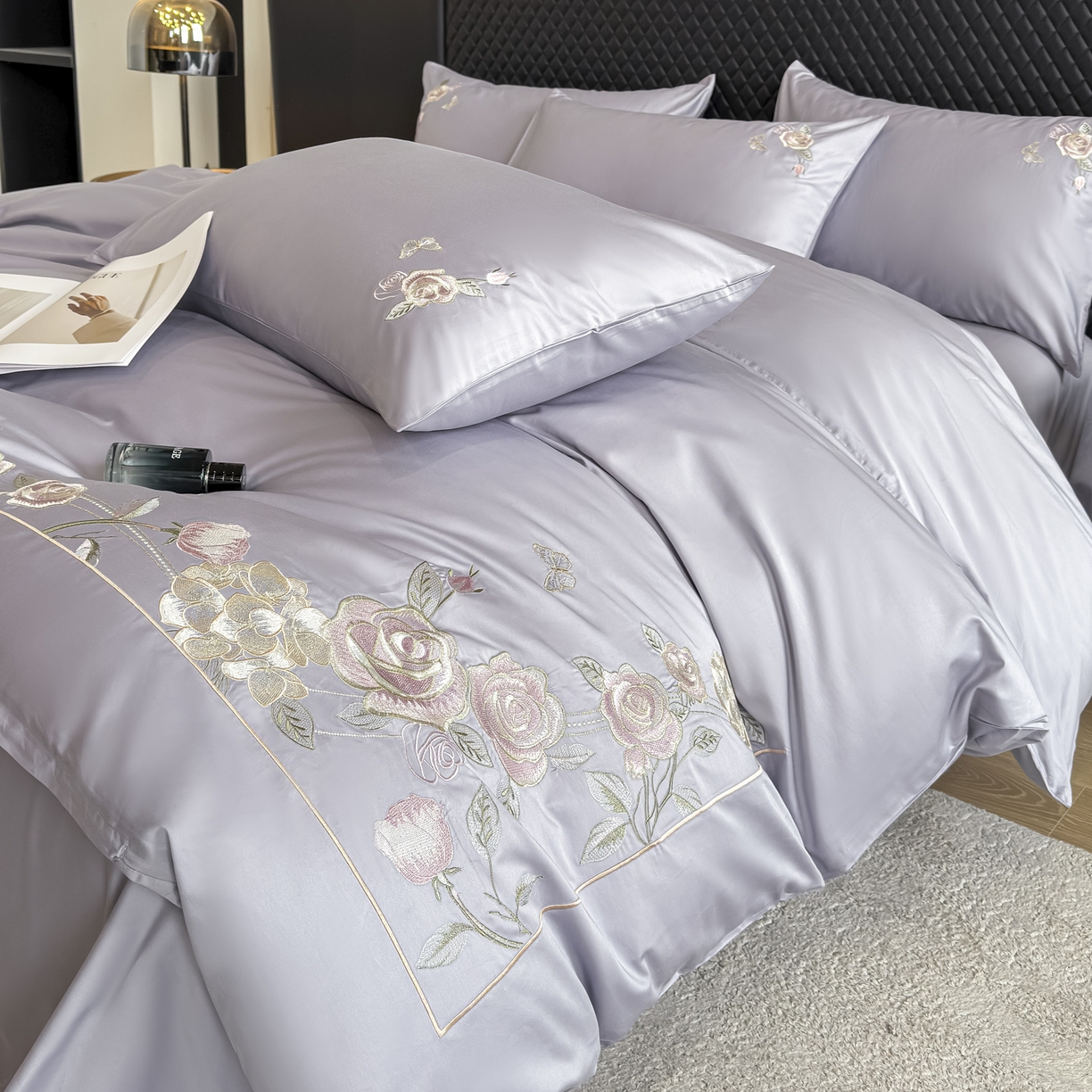 91家纺网 家纺一手货源 找家纺 （总）女子家纺 2025新款长绒棉全棉纯棉新疆全棉刺绣四件套-庄园