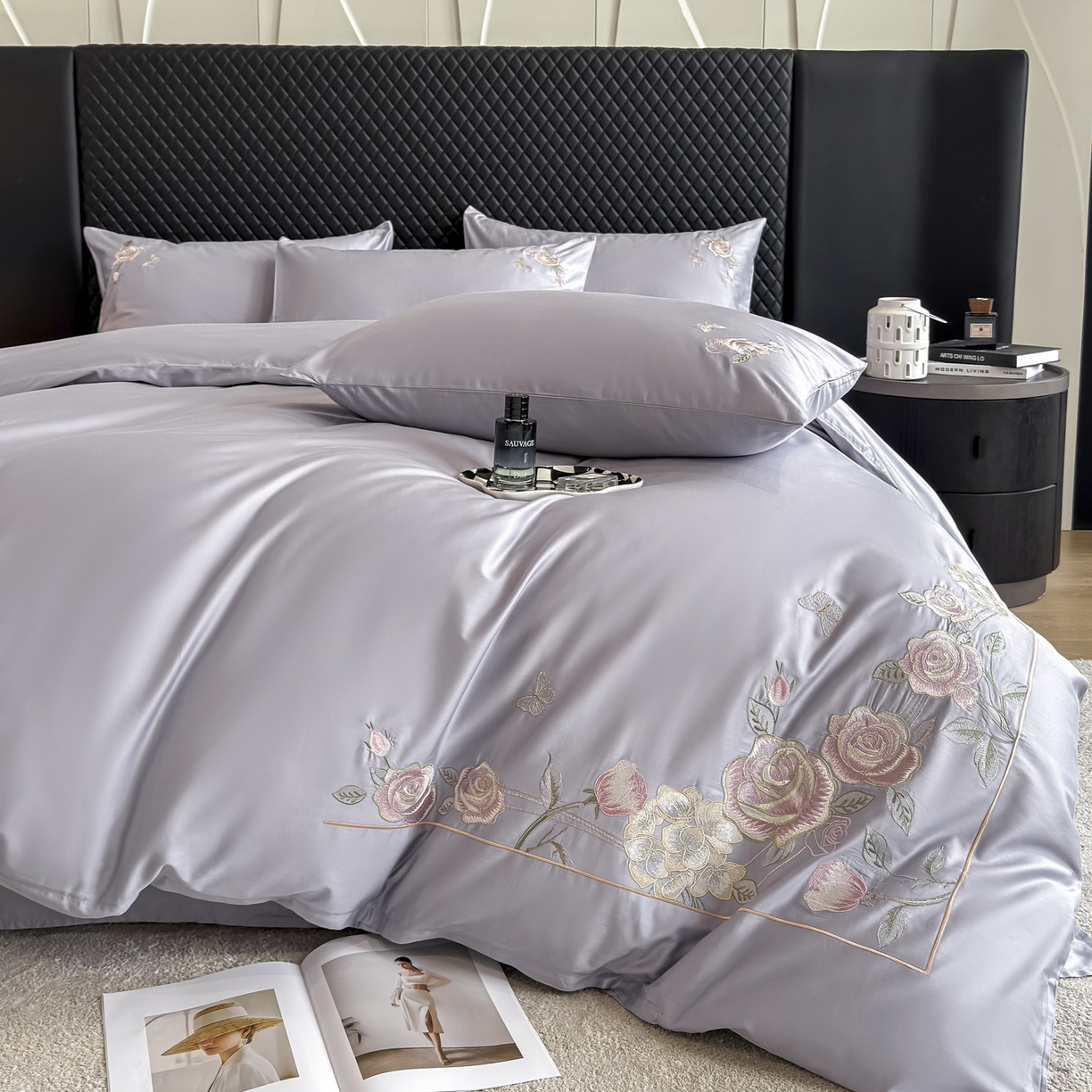 91家纺网 家纺一手货源 找家纺 （总）女子家纺 2025新款长绒棉全棉纯棉新疆全棉刺绣四件套-庄园