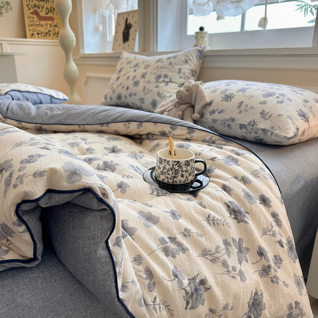 91家纺网 家纺一手货源 找家纺 （总）尊妙被业 2025新款复古双层纱大豆被冬被被子被芯