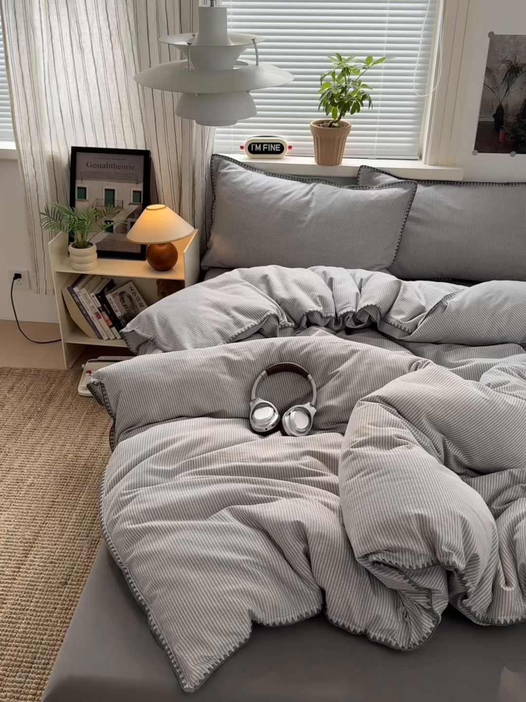 91家纺网 家纺一手货源 找家纺 小叮当家纺仓储工厂店 (买家秀 爆款花型 不断货)2025秋冬新款全棉纯棉加厚磨毛贝壳边工艺款四件套 森系灰