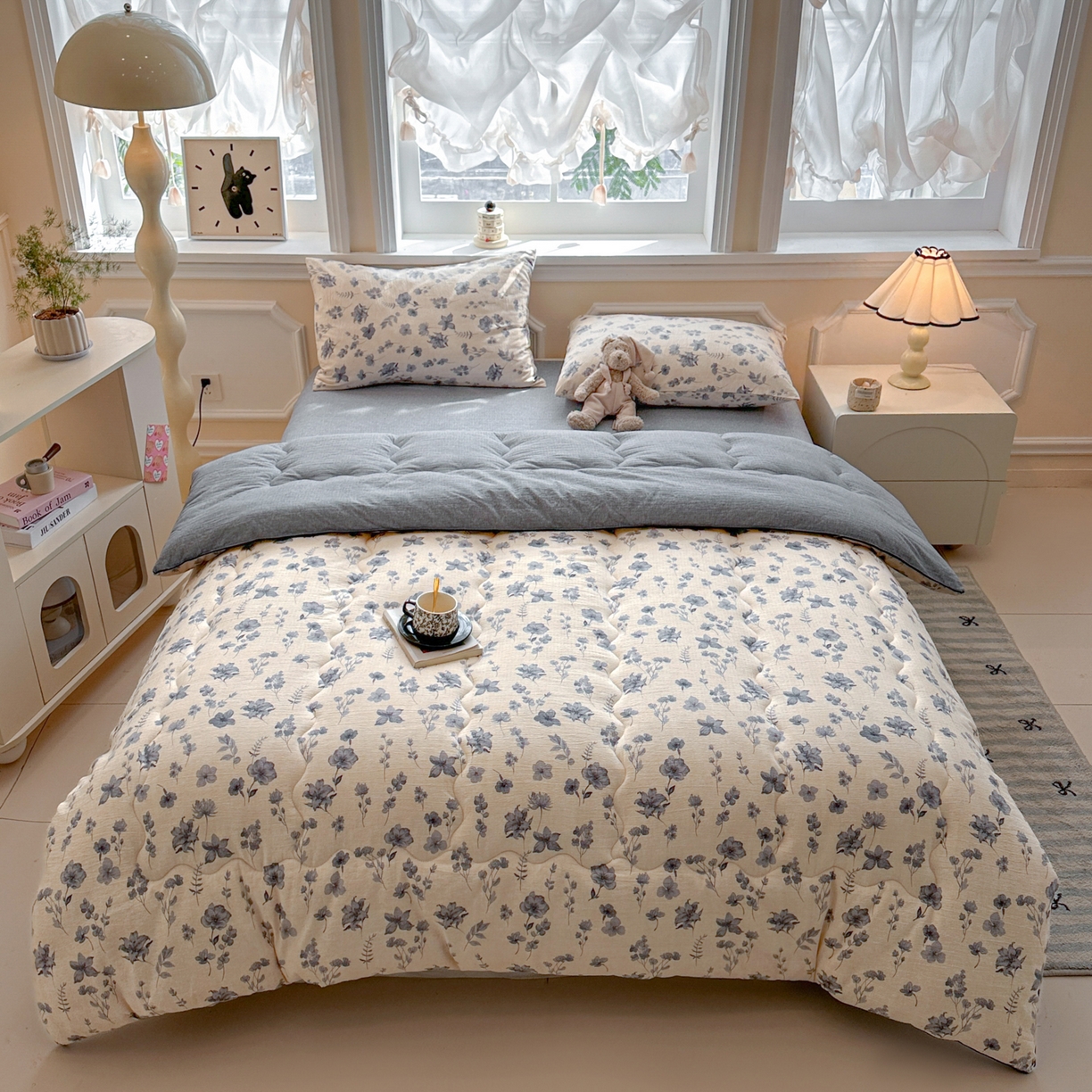 91家纺网 家纺一手货源 找家纺 （总）尊妙被业 2025新款复古双层纱大豆被冬被被子被芯