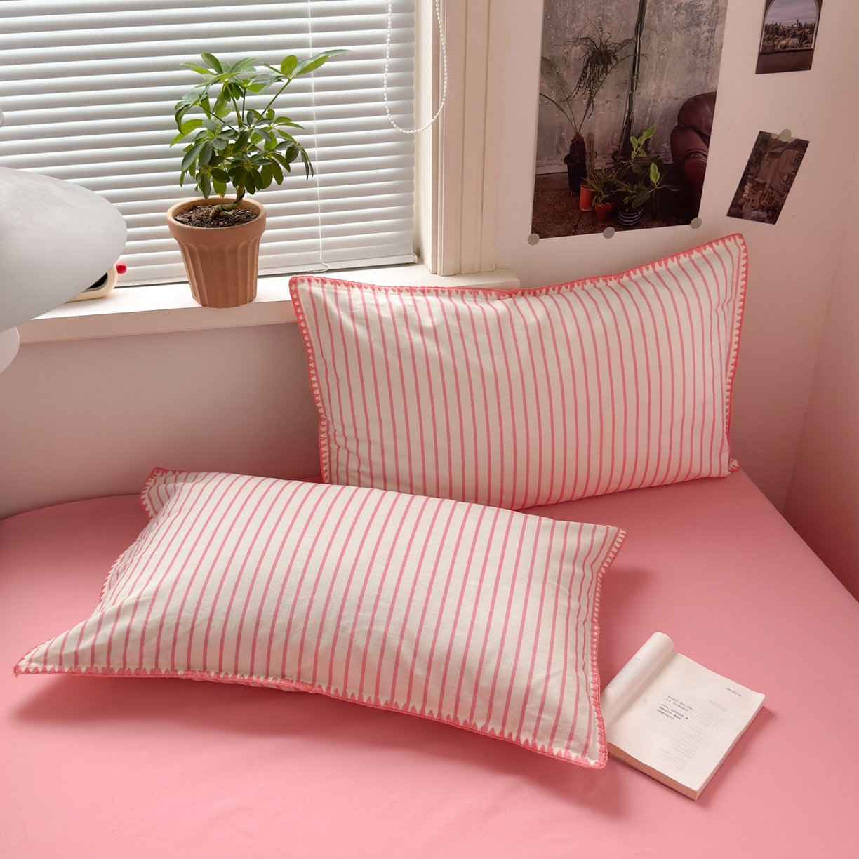 91家纺网 家纺一手货源 找家纺 小叮当家纺仓储工厂店 (买家秀 爆款花型 不断货)2025秋冬新款全棉纯棉加厚磨毛贝壳边工艺款四件套 星辰粉