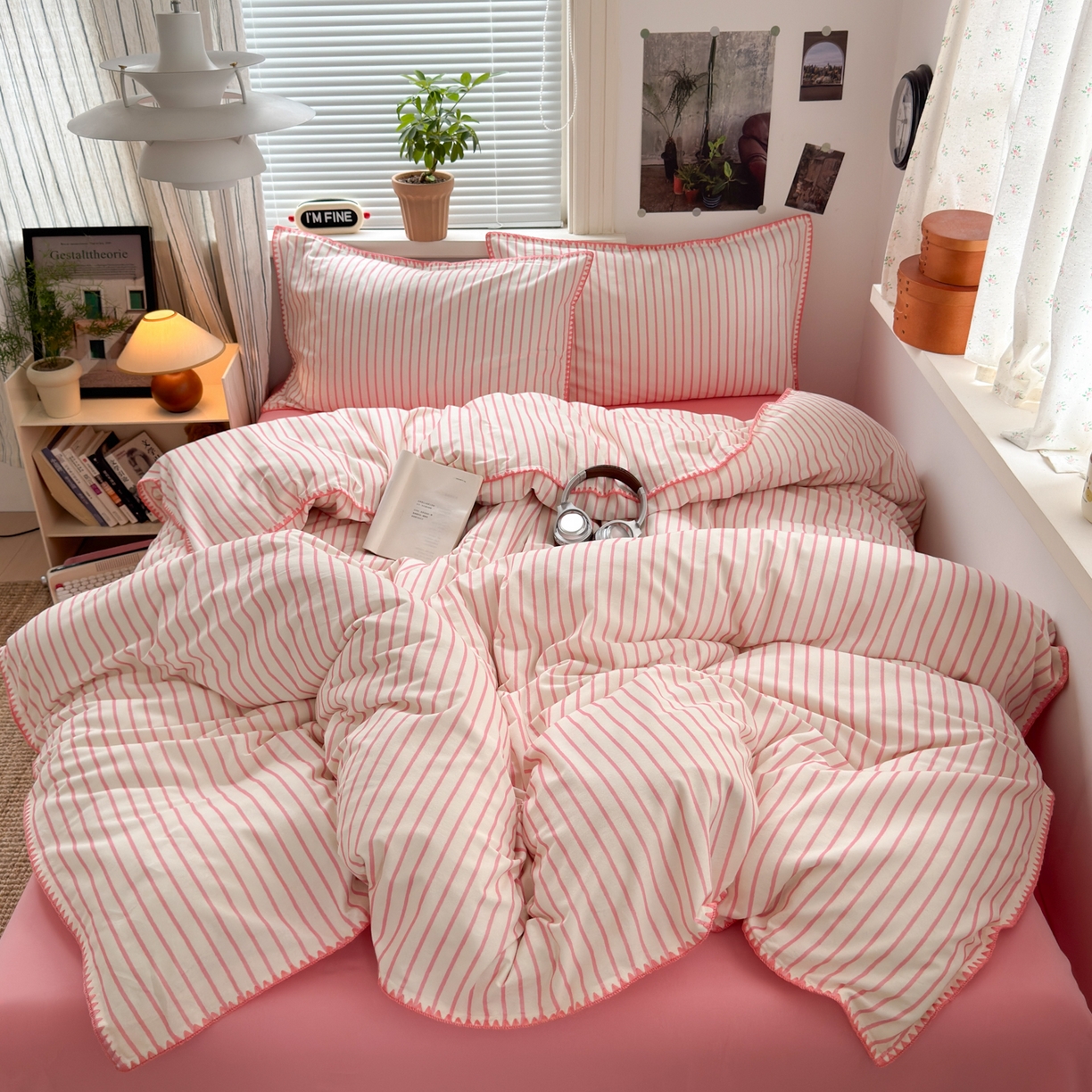 91家纺网 家纺一手货源 找家纺 小叮当家纺仓储工厂店 (买家秀 爆款花型 不断货)2025秋冬新款全棉纯棉加厚磨毛贝壳边工艺款四件套 星辰粉