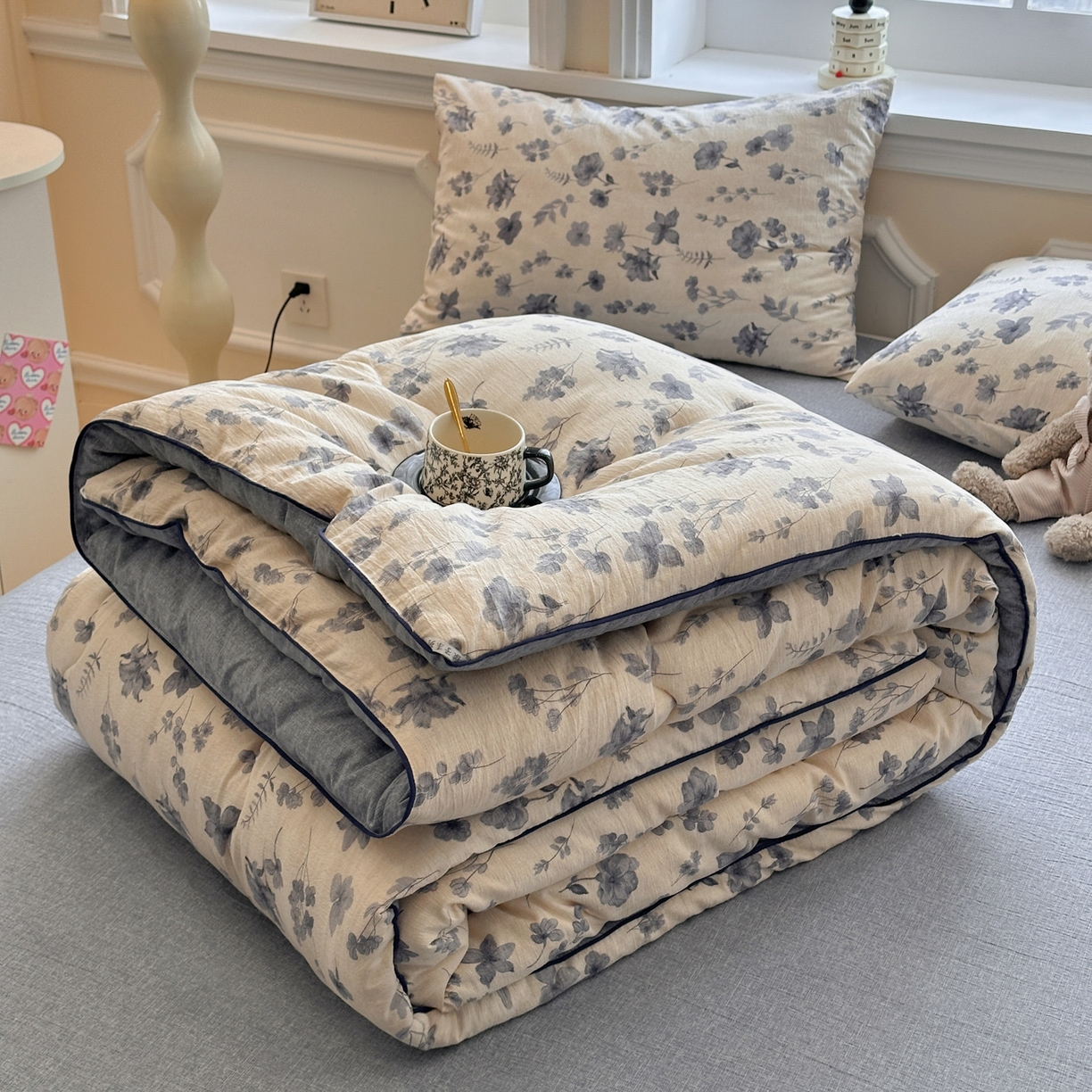 尊妙被业 2025新款复古双层纱大豆被冬被被子被芯 季野