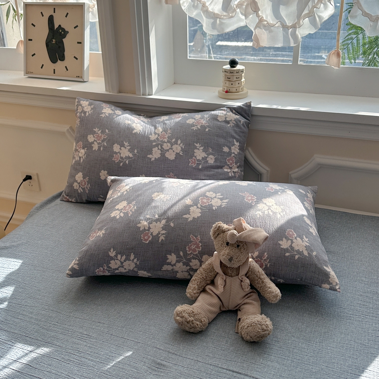 91家纺网 家纺一手货源 找家纺 尊妙被业 2025新款复古双层纱大豆被冬被被子被芯 晴云