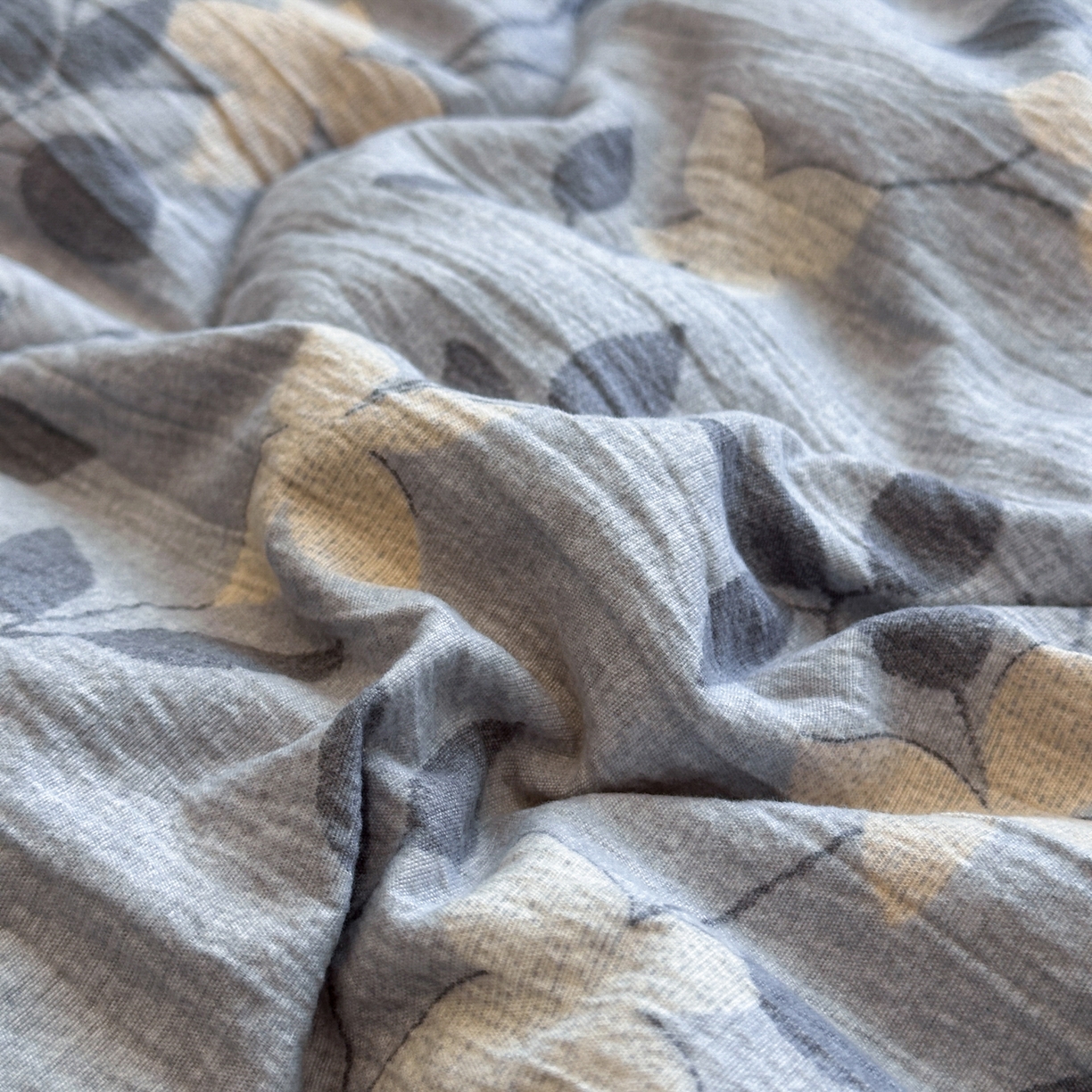 91家纺网 家纺一手货源 找家纺 尊妙被业 2025新款复古双层纱大豆被冬被被子被芯 秋叶