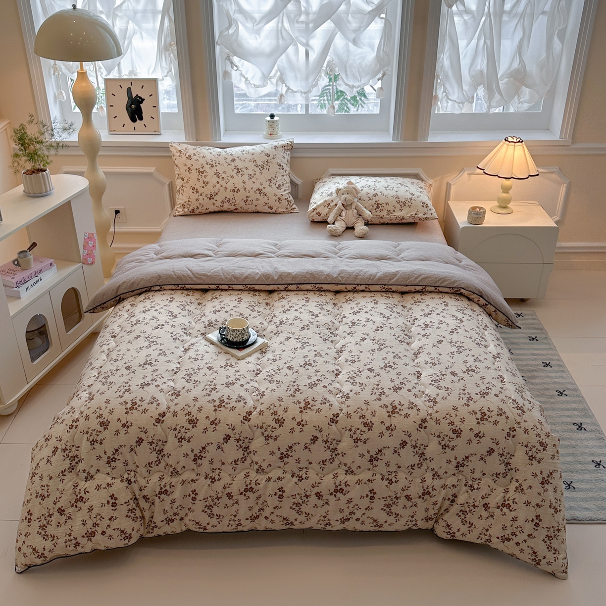 91家纺网 家纺一手货源 找家纺 尊妙被业 2025新款复古双层纱大豆被冬被被子被芯 幽影