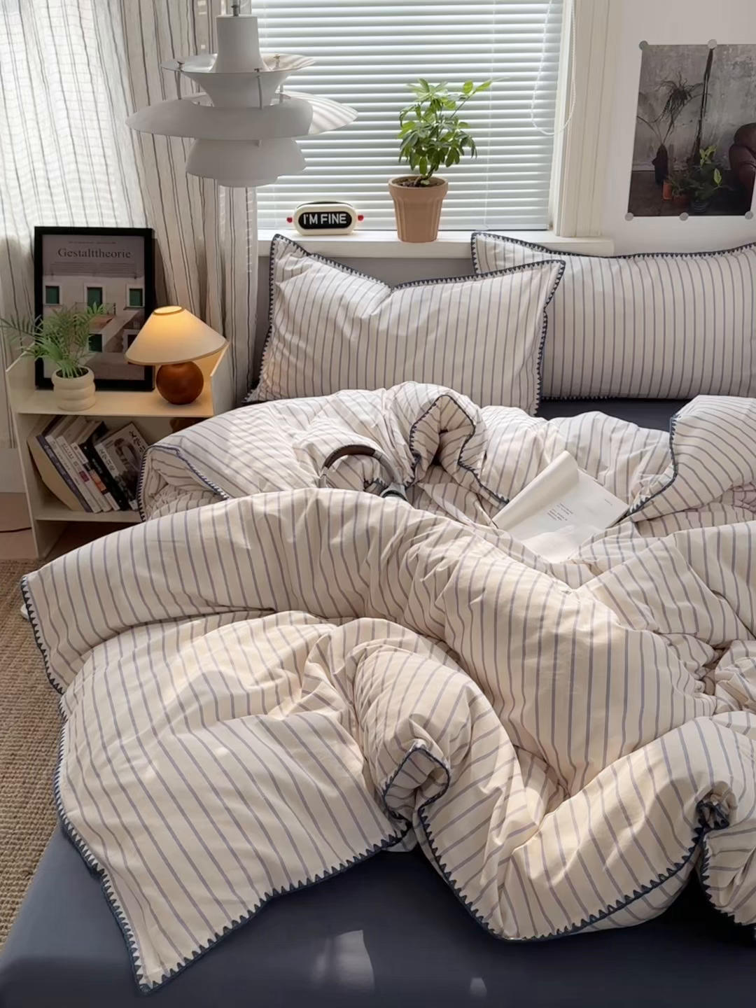 91家纺网 家纺一手货源 找家纺 小叮当家纺仓储工厂店 (买家秀 爆款花型 不断货)2025秋冬新款全棉纯棉加厚磨毛贝壳边工艺款四件套 星辰蓝