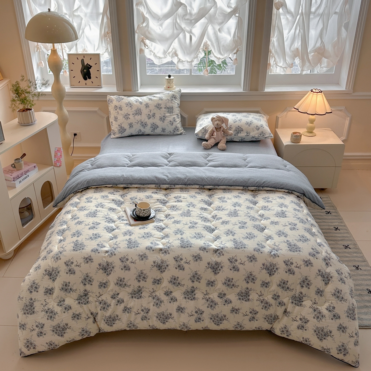 91家纺网 家纺一手货源 找家纺 尊妙被业 2025新款复古双层纱大豆被冬被被子被芯 云嫚