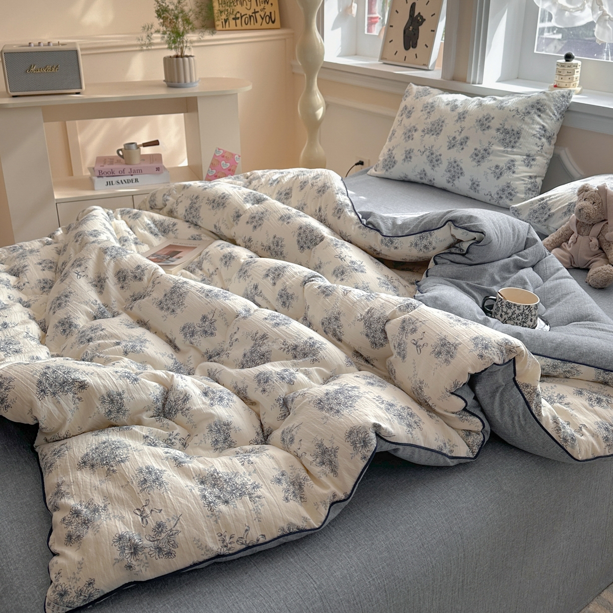 91家纺网 家纺一手货源 找家纺 尊妙被业 2025新款复古双层纱大豆被冬被被子被芯 云嫚