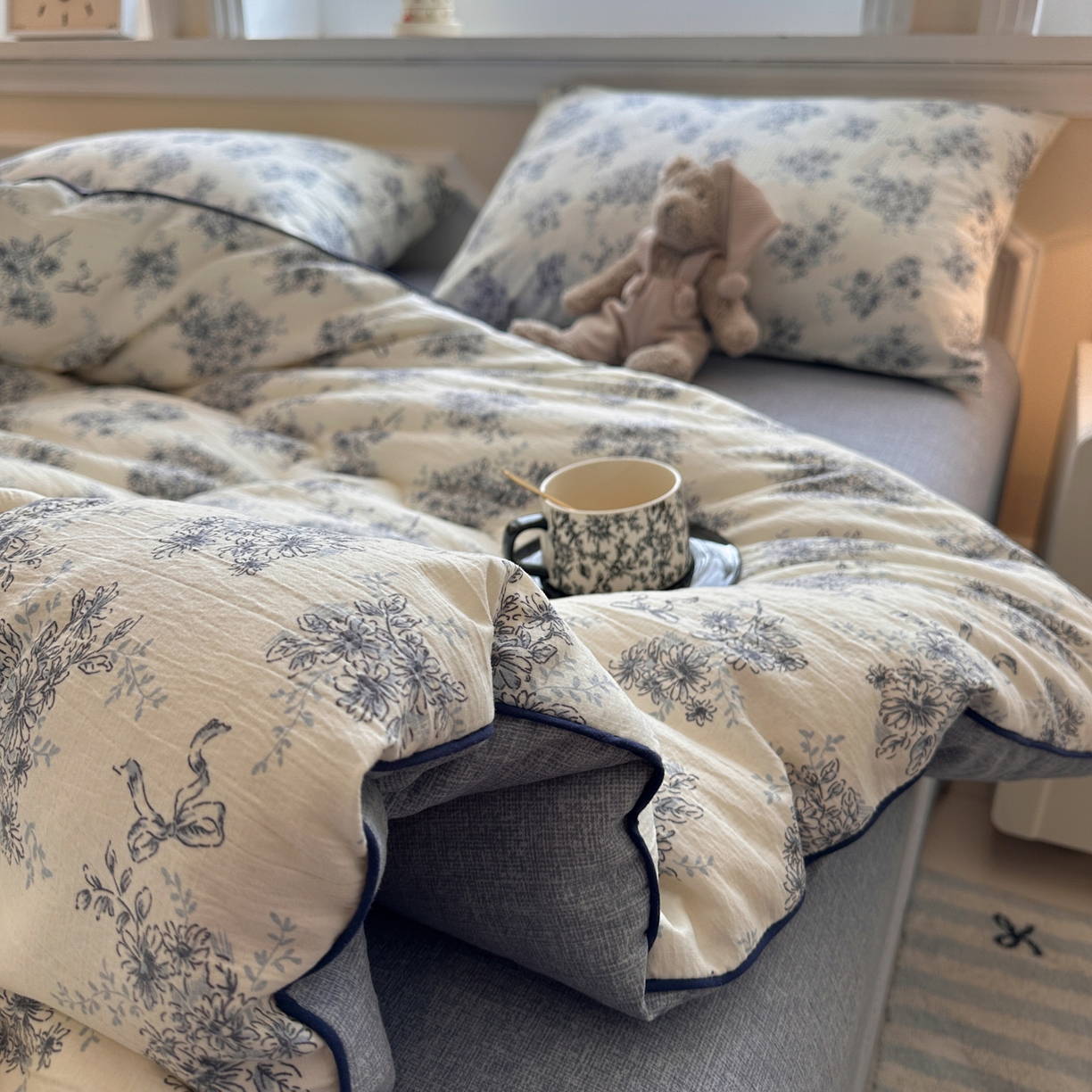 91家纺网 家纺一手货源 找家纺 尊妙被业 2025新款复古双层纱大豆被冬被被子被芯 云嫚