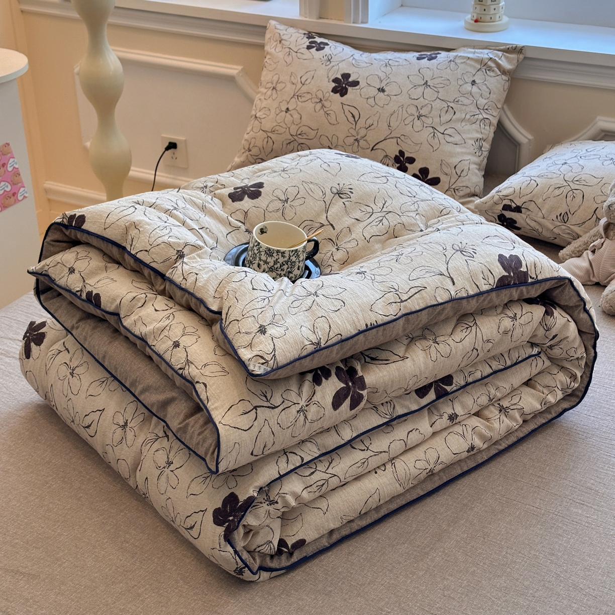 尊妙被业 2025新款复古双层纱大豆被冬被被子被芯 织意