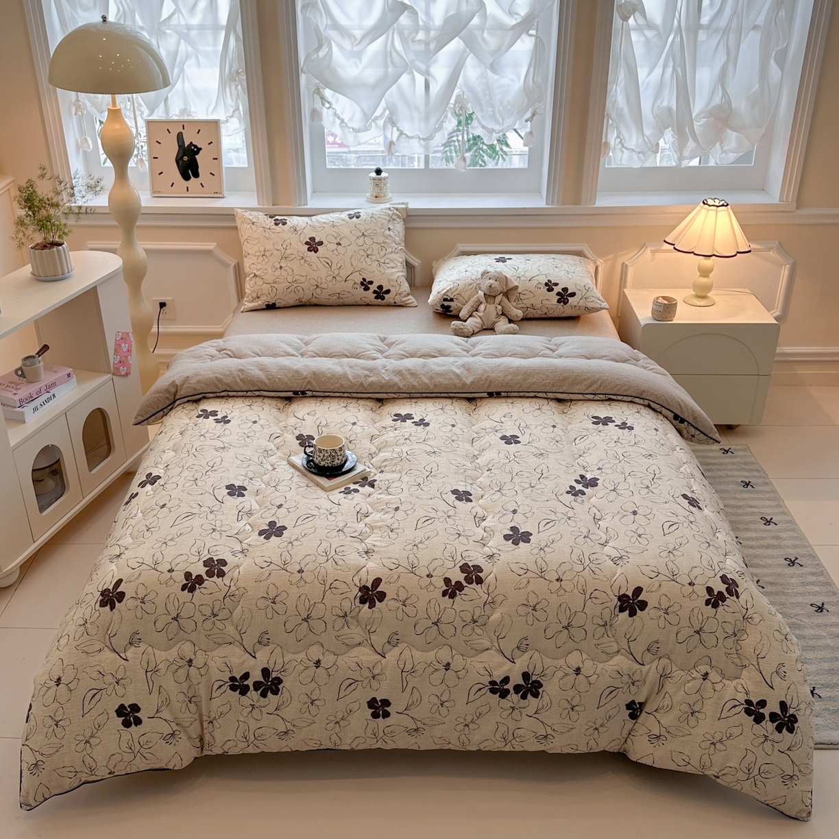 91家纺网 家纺一手货源 找家纺 尊妙被业 2025新款复古双层纱大豆被冬被被子被芯 织意