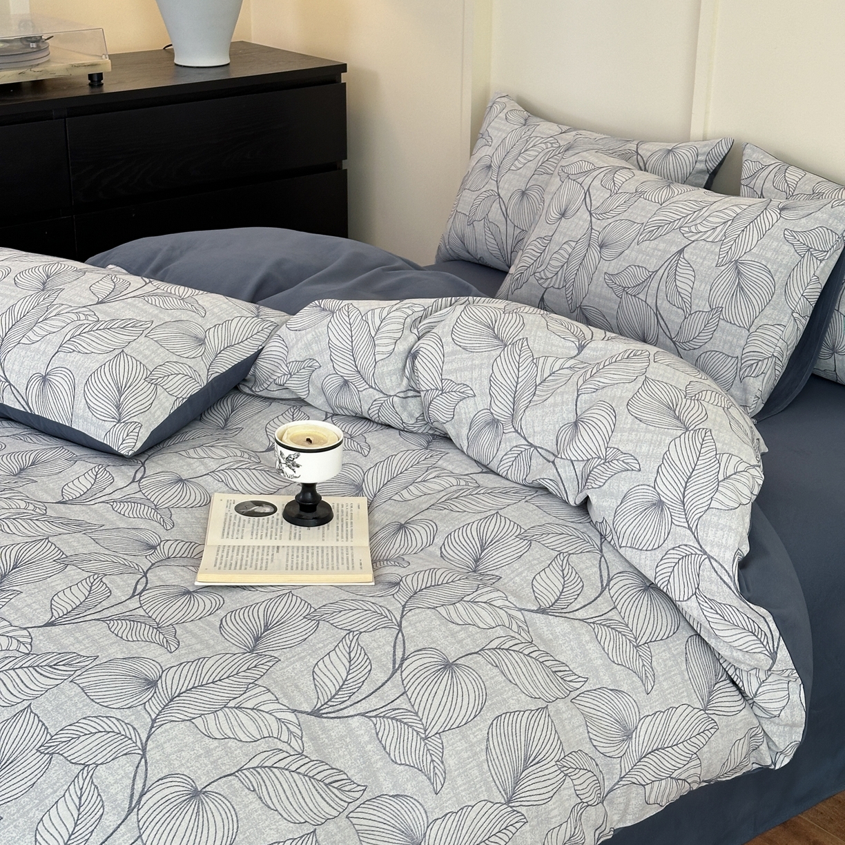 91家纺网 家纺一手货源 找家纺 小叮当家纺仓储工厂店 (买家秀 爆款花型 不断货)2025新款A类全棉纯棉加厚磨毛双层纱色织提花四件套 春亦蓝