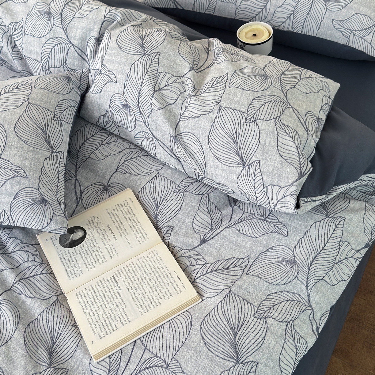 91家纺网 家纺一手货源 找家纺 小叮当家纺仓储工厂店 (买家秀 爆款花型 不断货)2025新款A类全棉纯棉加厚磨毛双层纱色织提花四件套 春亦蓝