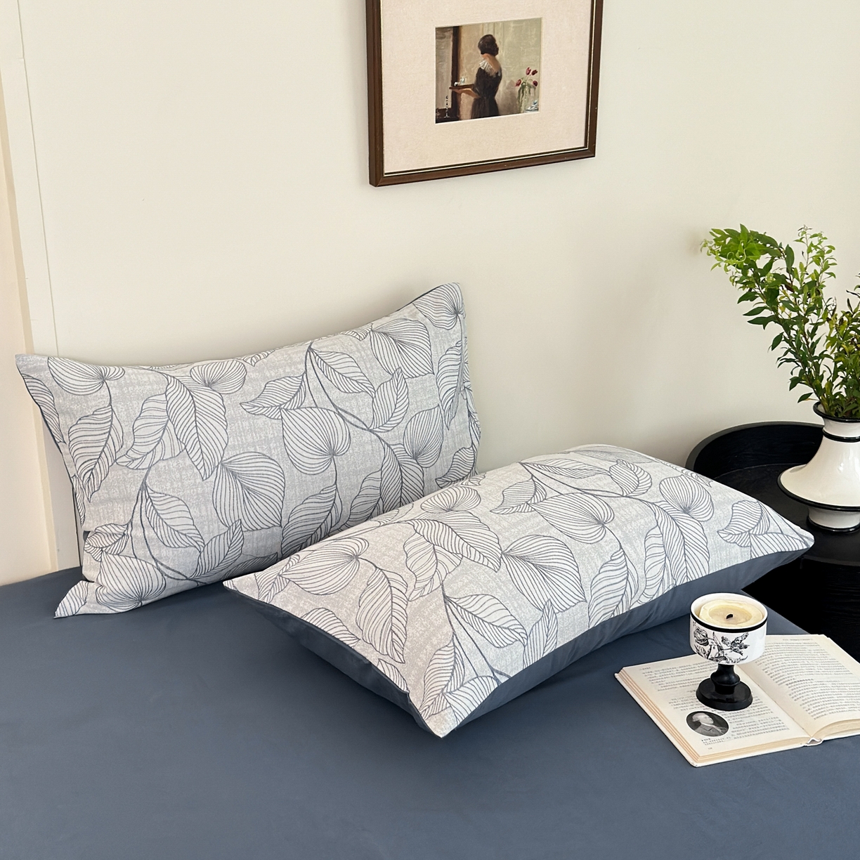 91家纺网 家纺一手货源 找家纺 小叮当家纺仓储工厂店 (买家秀 爆款花型 不断货)2025新款A类全棉纯棉加厚磨毛双层纱色织提花四件套 春亦蓝