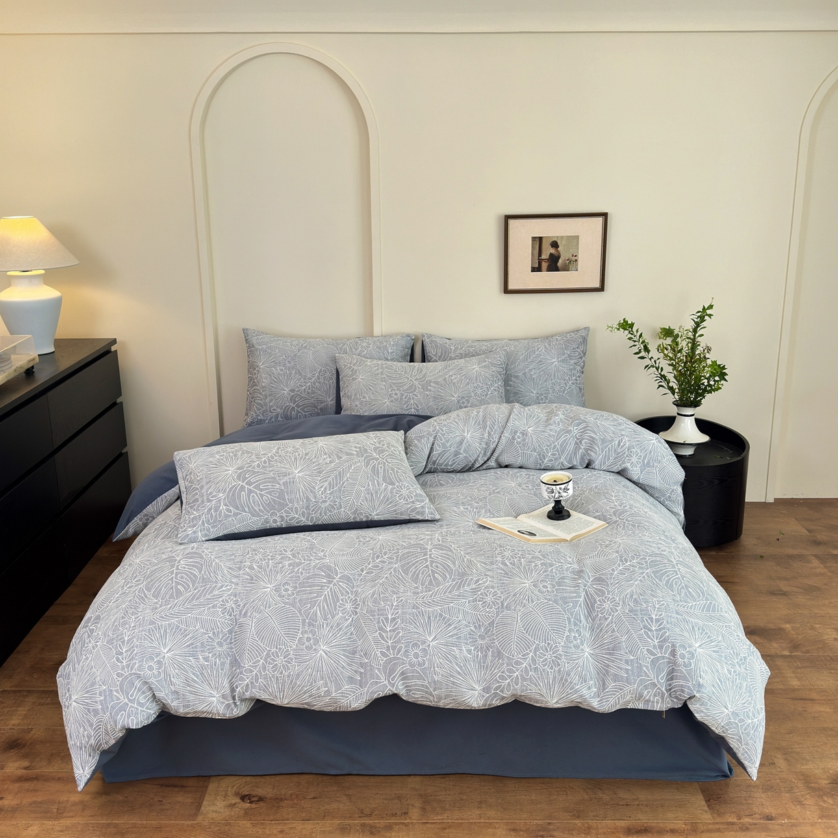 91家纺网 家纺一手货源 找家纺 小叮当家纺仓储工厂店 (买家秀 爆款花型 不断货)2025新款A类全棉纯棉加厚磨毛双层纱色织提花四件套 南竹