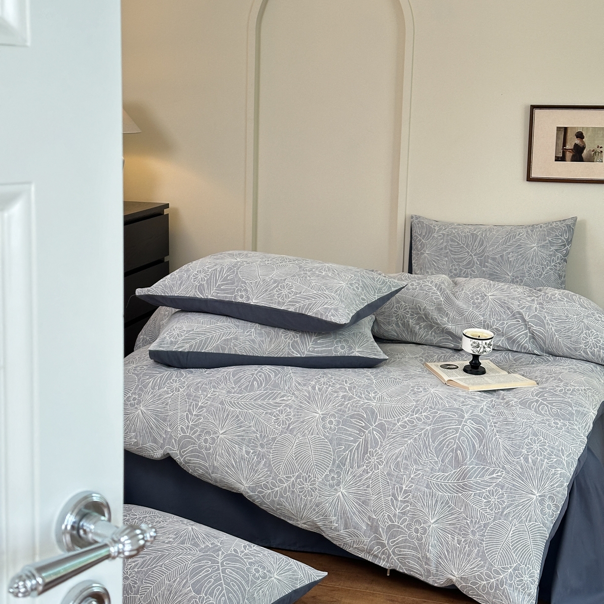 91家纺网 家纺一手货源 找家纺 小叮当家纺仓储工厂店 (买家秀 爆款花型 不断货)2025新款A类全棉纯棉加厚磨毛双层纱色织提花四件套 南竹