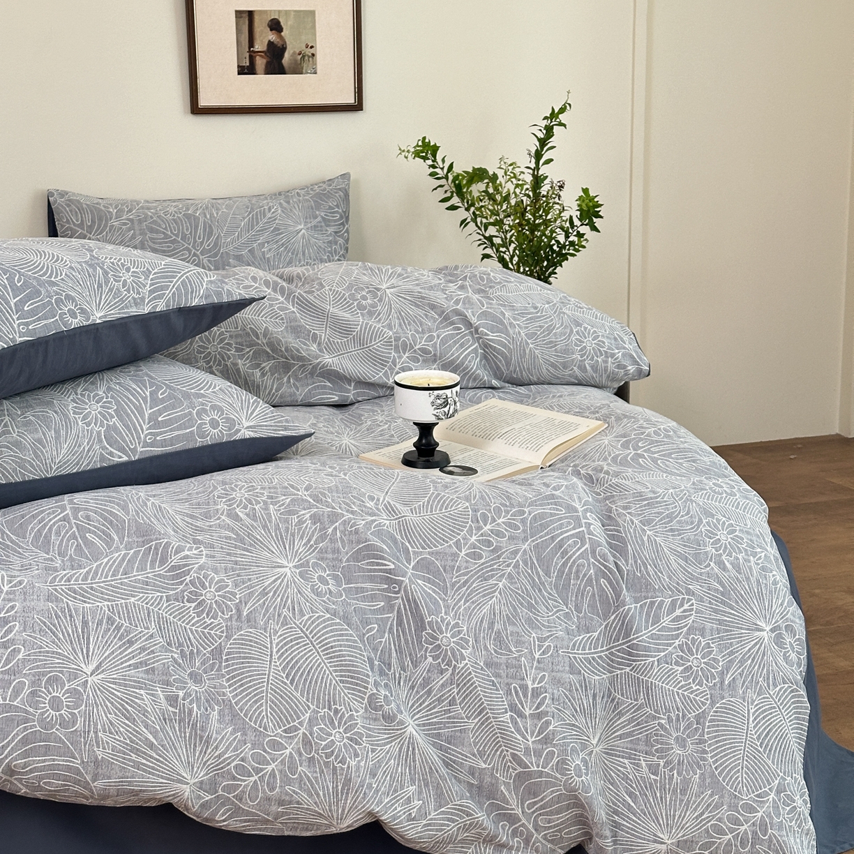 91家纺网 家纺一手货源 找家纺 小叮当家纺仓储工厂店 (买家秀 爆款花型 不断货)2025新款A类全棉纯棉加厚磨毛双层纱色织提花四件套 南竹