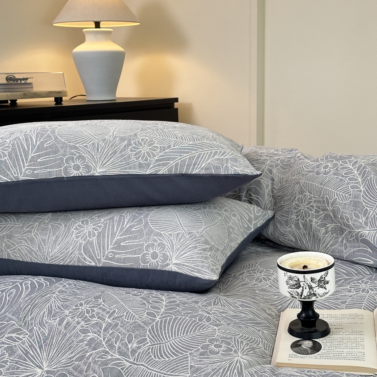 91家纺网 家纺一手货源 找家纺 小叮当家纺仓储工厂店 (买家秀 爆款花型 不断货)2025新款A类全棉纯棉加厚磨毛双层纱色织提花四件套 南竹