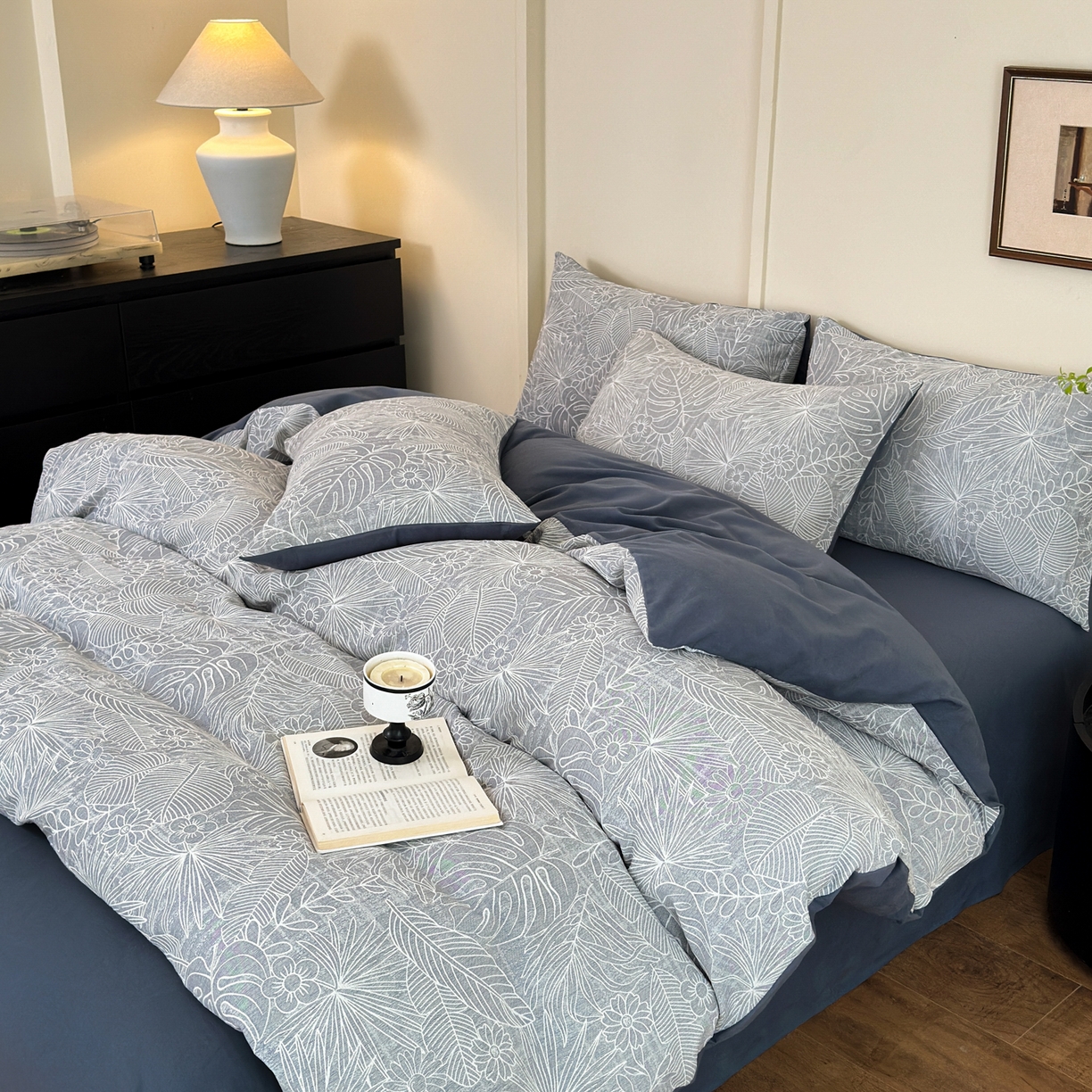 91家纺网 家纺一手货源 找家纺 小叮当家纺仓储工厂店 (买家秀 爆款花型 不断货)2025新款A类全棉纯棉加厚磨毛双层纱色织提花四件套 南竹