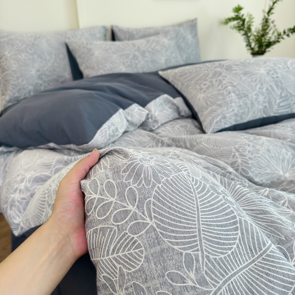 91家纺网 家纺一手货源 找家纺 小叮当家纺仓储工厂店 (买家秀 爆款花型 不断货)2025新款A类全棉纯棉加厚磨毛双层纱色织提花四件套 南竹