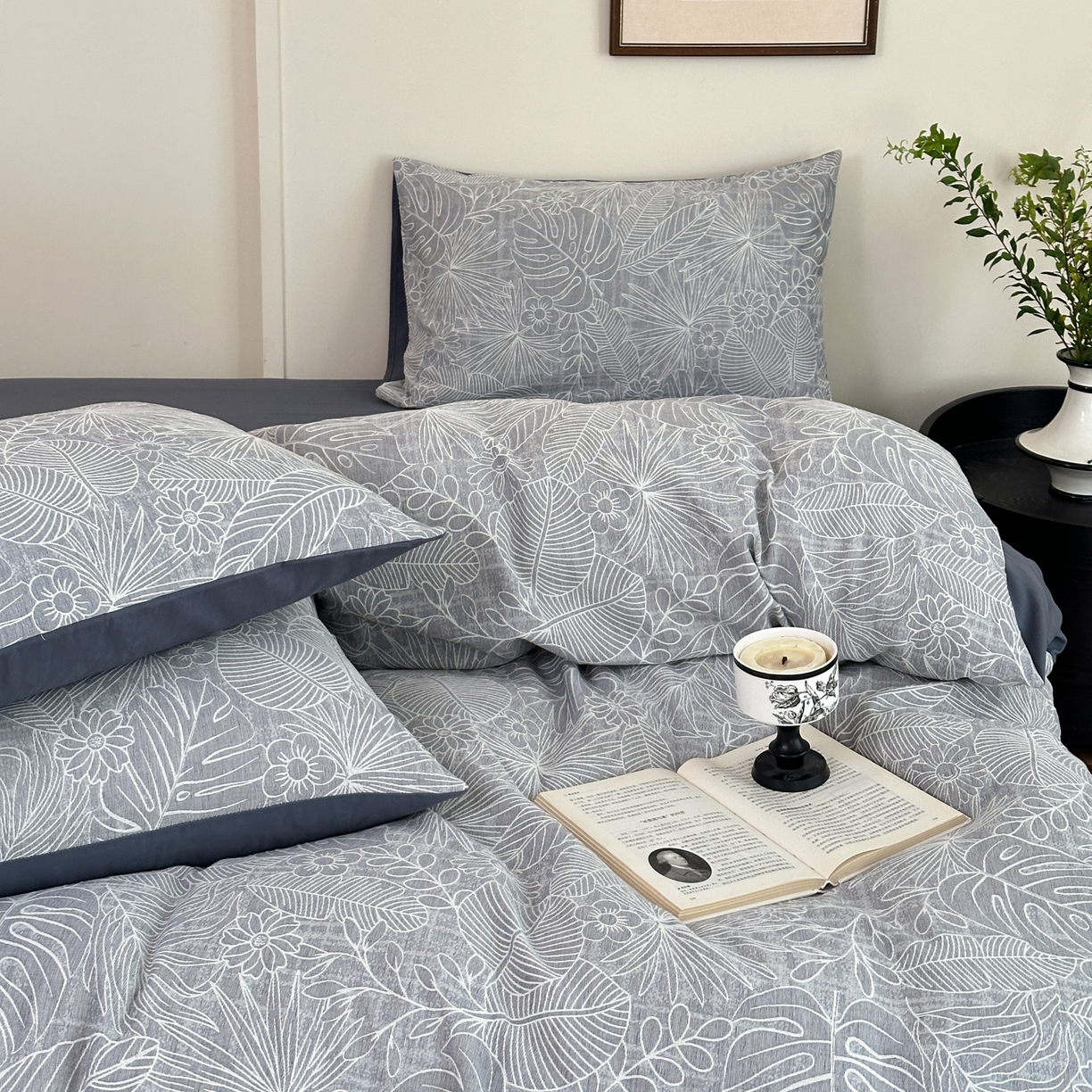 91家纺网 家纺一手货源 找家纺 小叮当家纺仓储工厂店 (买家秀 爆款花型 不断货)2025新款A类全棉纯棉加厚磨毛双层纱色织提花四件套 南竹