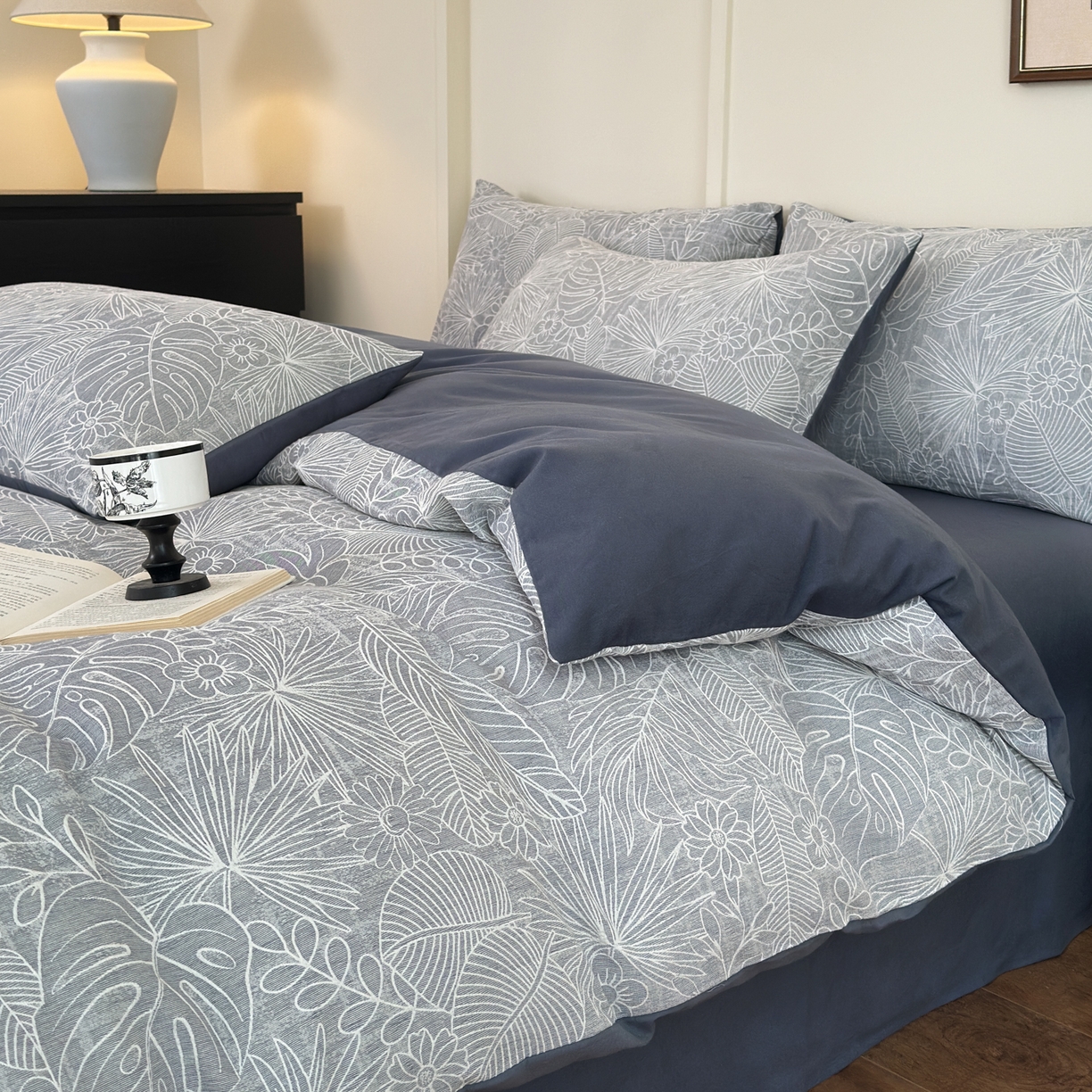 91家纺网 家纺一手货源 找家纺 小叮当家纺仓储工厂店 (买家秀 爆款花型 不断货)2025新款A类全棉纯棉加厚磨毛双层纱色织提花四件套 南竹