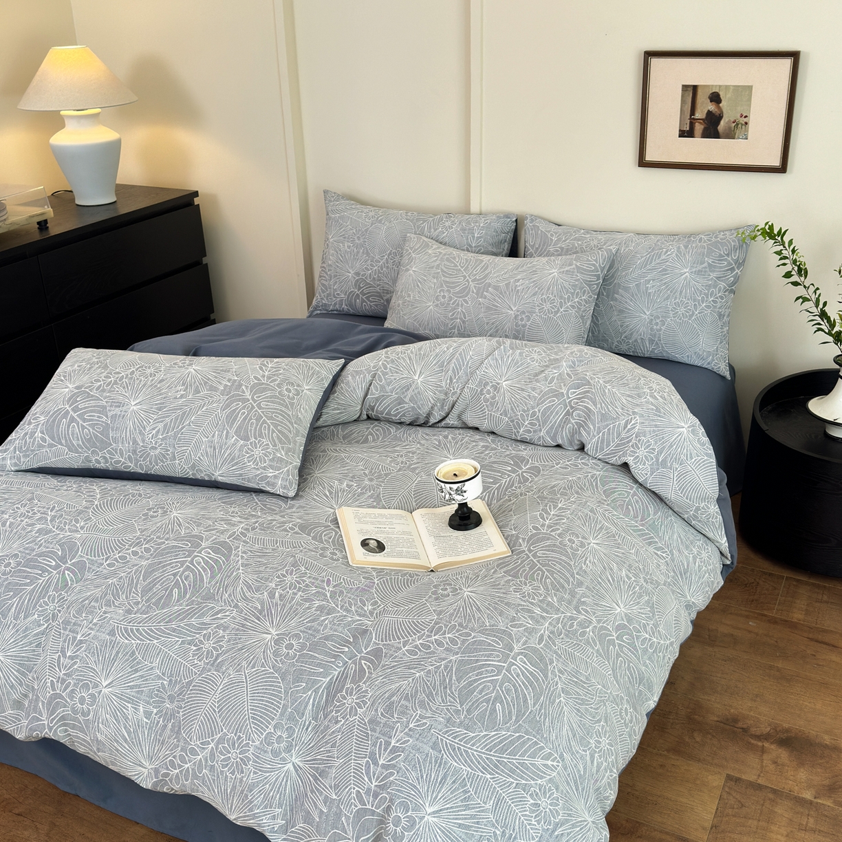 91家纺网 家纺一手货源 找家纺 小叮当家纺仓储工厂店 (买家秀 爆款花型 不断货)2025新款A类全棉纯棉加厚磨毛双层纱色织提花四件套 南竹