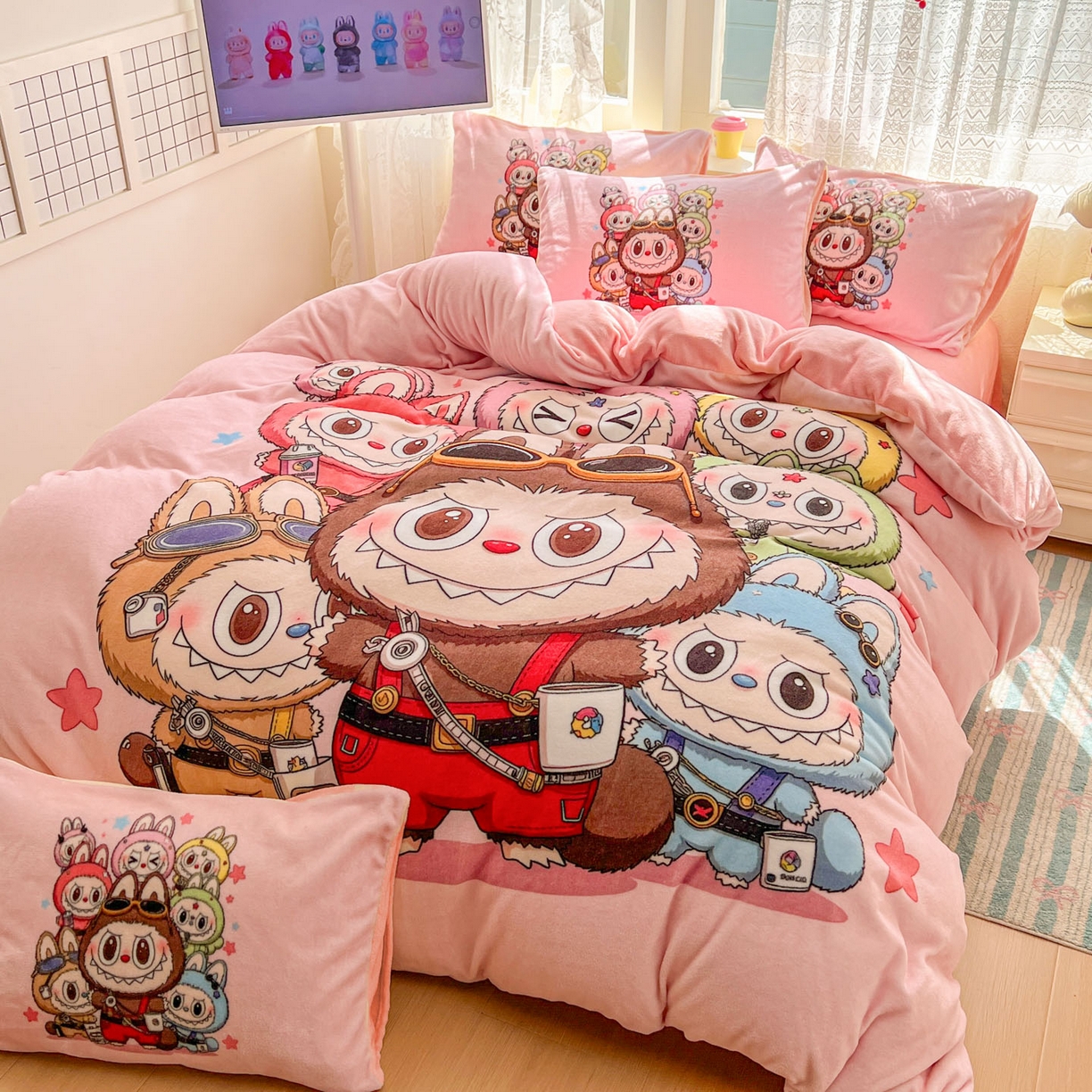 91家纺网 家纺一手货源 找家纺 浩诚 2025新款高克重牛奶绒大版卡通四件套系列 布布合集