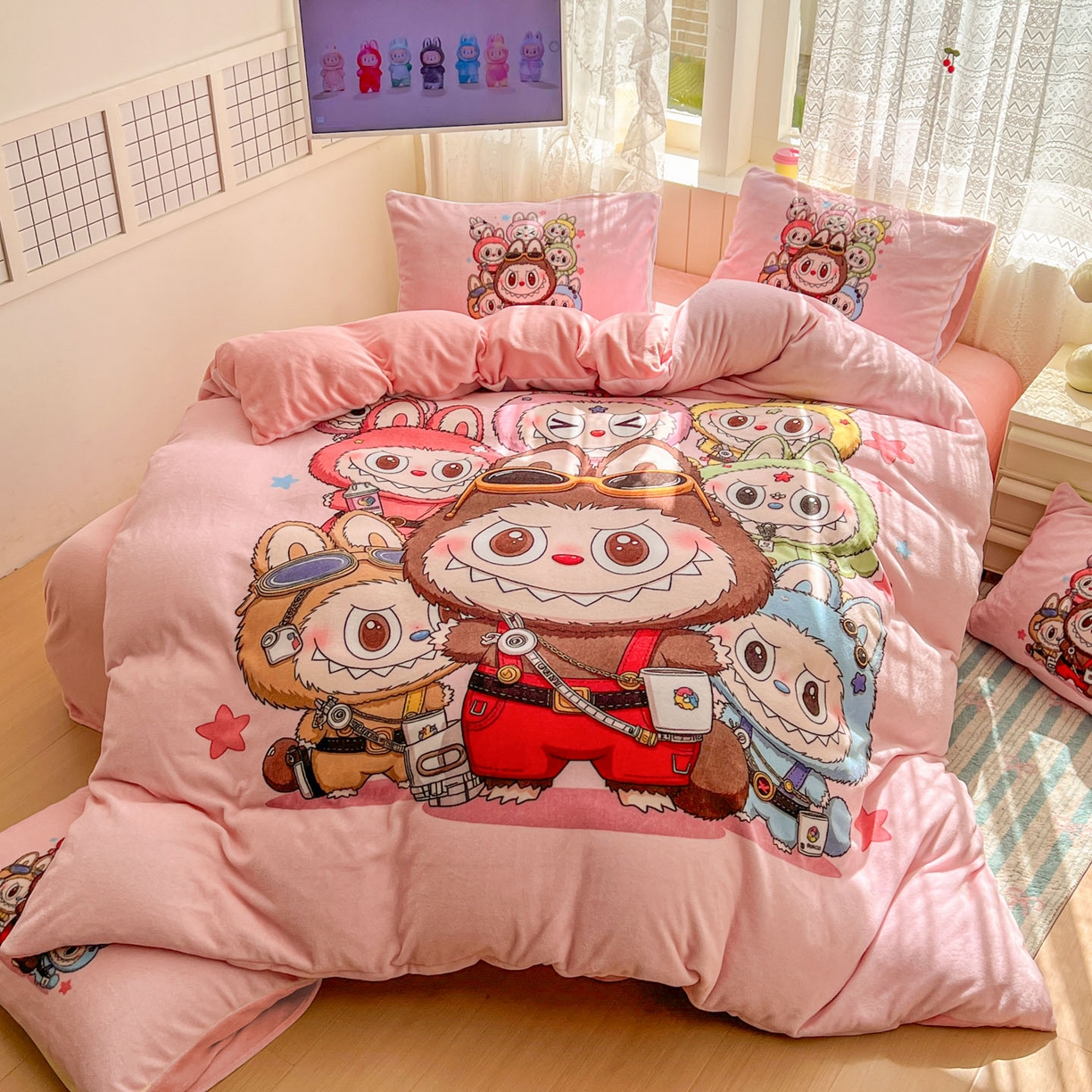 91家纺网 家纺一手货源 找家纺 浩诚 2025新款高克重牛奶绒大版卡通四件套系列 布布合集