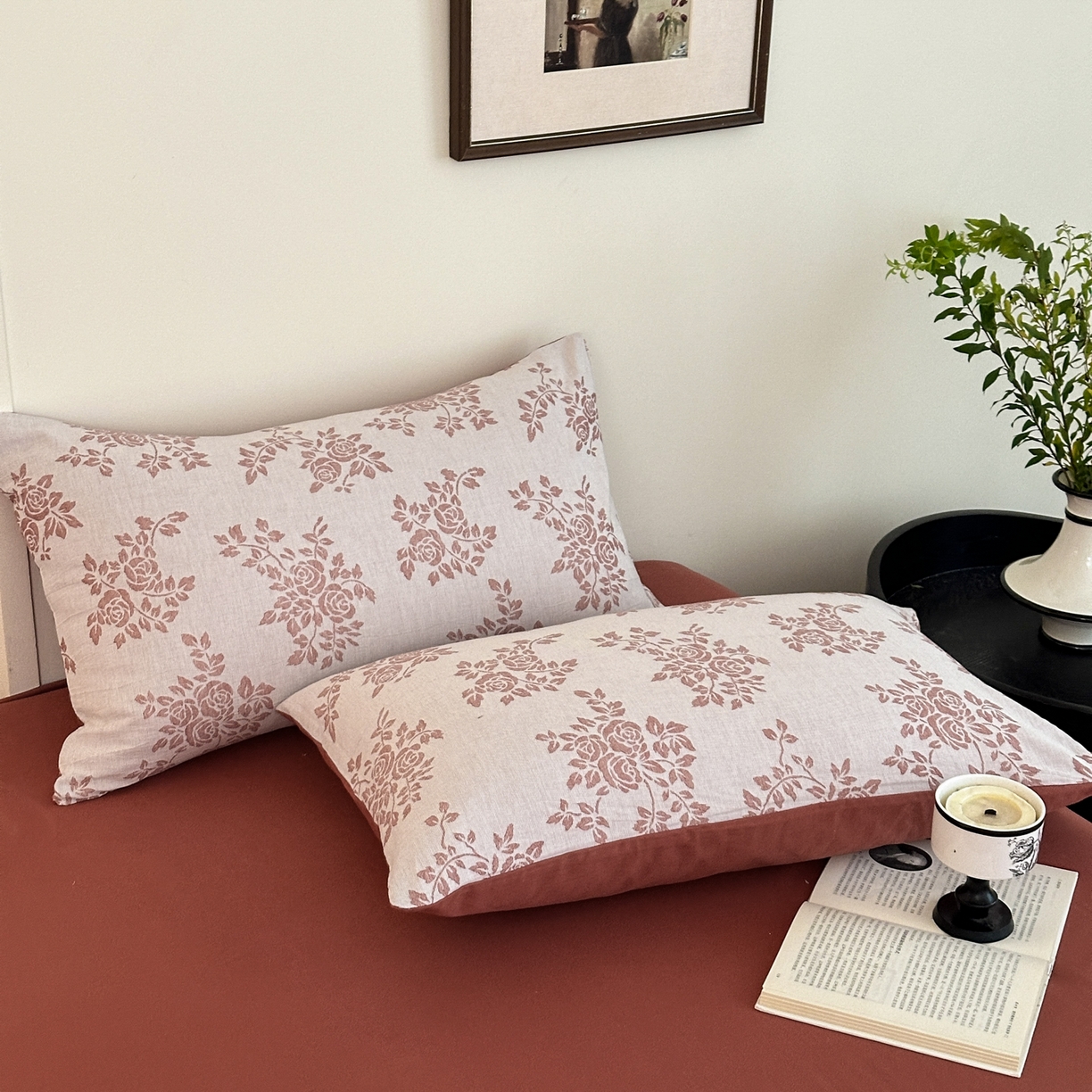 91家纺网 家纺一手货源 找家纺 小叮当家纺仓储工厂店 (买家秀 爆款花型 不断货)2025新款A类全棉纯棉加厚磨毛双层纱色织提花四件套 长夏桔咖