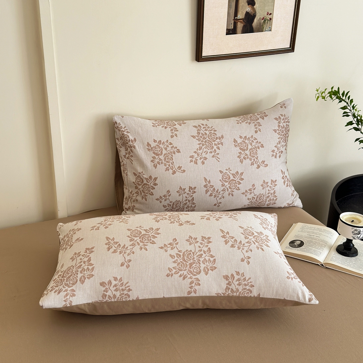 91家纺网 家纺一手货源 找家纺 小叮当家纺仓储工厂店 (买家秀 爆款花型 不断货)2025新款A类全棉纯棉加厚磨毛双层纱色织提花四件套 长夏驼