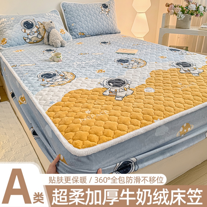 91家纺网 家纺一手货源 找家纺 小叮当家纺仓储工厂店 2025新款A类200g高克重牛奶绒印花夹棉床笠单品床笠床笠单件（提供买家秀） 太空探索
