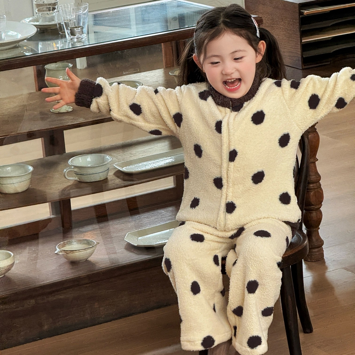 （总）妍景家居生活馆 2025新款儿童半边绒拉链款套装