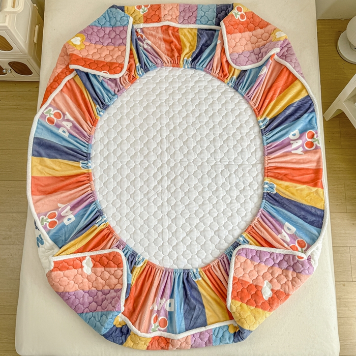 91家纺网 家纺一手货源 找家纺 小叮当家纺仓储工厂店 2025新款A类200g高克重牛奶绒印花夹棉床笠单品床笠床笠单件（提供买家秀） 彩虹缤纷