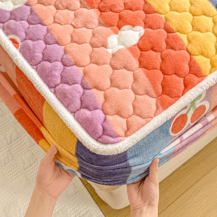 91家纺网 家纺一手货源 找家纺 小叮当家纺仓储工厂店 2025新款A类200g高克重牛奶绒印花夹棉床笠单品床笠床笠单件（提供买家秀） 彩虹缤纷