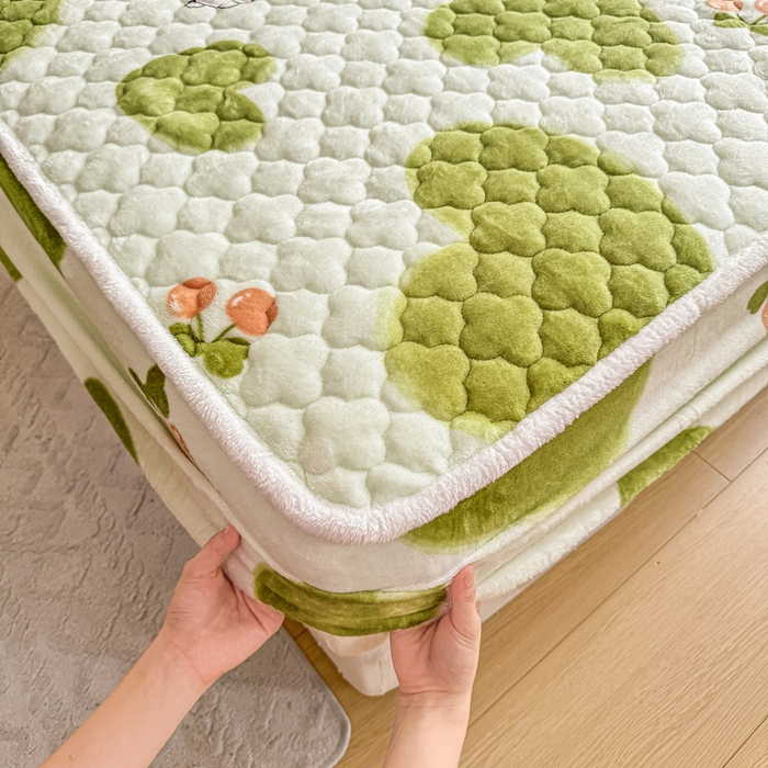 91家纺网 家纺一手货源 找家纺 小叮当家纺仓储工厂店 2025新款A类200g高克重牛奶绒印花夹棉床笠单品床笠床笠单件（提供买家秀） 绿色心情