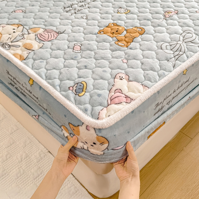 91家纺网 家纺一手货源 找家纺 小叮当家纺仓储工厂店 2025新款A类200g高克重牛奶绒印花夹棉床笠单品床笠床笠单件（提供买家秀） 萌宠乐园