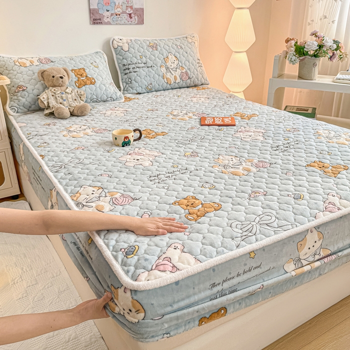 91家纺网 家纺一手货源 找家纺 小叮当家纺仓储工厂店 2025新款A类200g高克重牛奶绒印花夹棉床笠单品床笠床笠单件（提供买家秀） 萌宠乐园