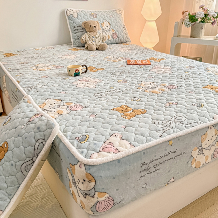 91家纺网 家纺一手货源 找家纺 小叮当家纺仓储工厂店 2025新款A类200g高克重牛奶绒印花夹棉床笠单品床笠床笠单件（提供买家秀） 萌宠乐园