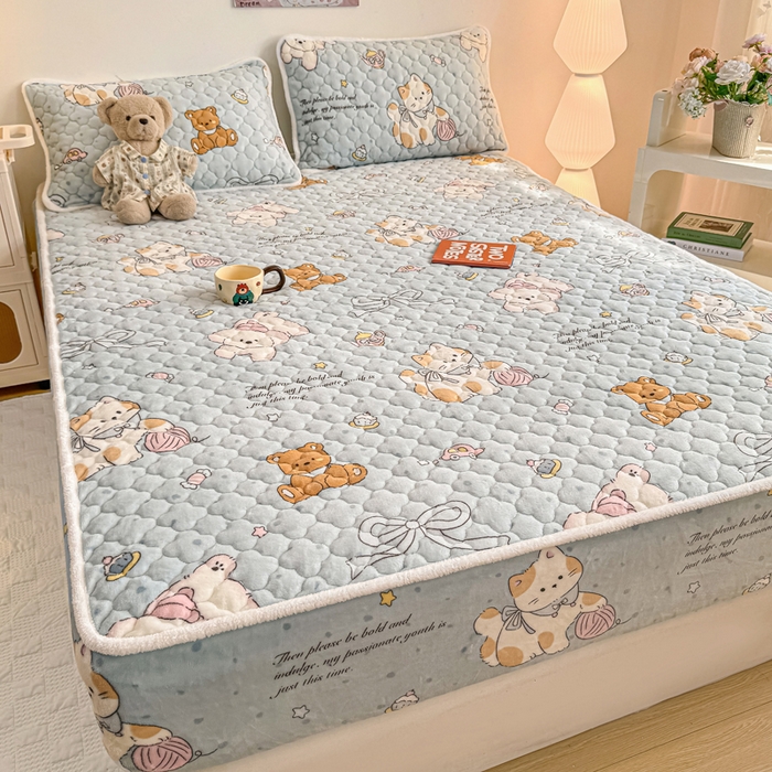 91家纺网 家纺一手货源 找家纺 小叮当家纺仓储工厂店 2025新款A类200g高克重牛奶绒印花夹棉床笠单品床笠床笠单件（提供买家秀） 萌宠乐园