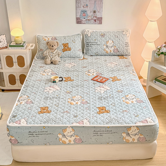 91家纺网 家纺一手货源 找家纺 小叮当家纺仓储工厂店 2025新款A类200g高克重牛奶绒印花夹棉床笠单品床笠床笠单件（提供买家秀） 萌宠乐园