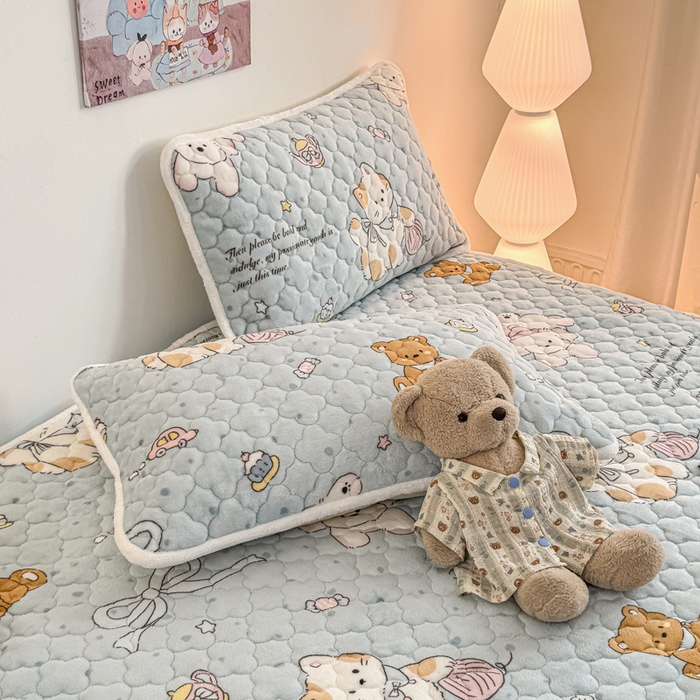 91家纺网 家纺一手货源 找家纺 小叮当家纺仓储工厂店 2025新款A类200g高克重牛奶绒印花夹棉床笠单品床笠床笠单件（提供买家秀） 萌宠乐园