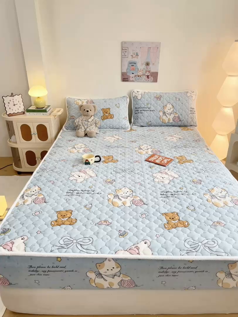 91家纺网 家纺一手货源 找家纺 小叮当家纺仓储工厂店 2025新款A类200g高克重牛奶绒印花夹棉床笠单品床笠床笠单件（提供买家秀） 萌宠乐园