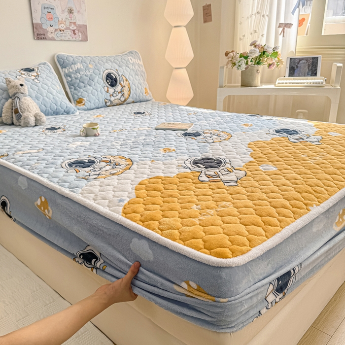 91家纺网 家纺一手货源 找家纺 小叮当家纺仓储工厂店 2025新款A类200g高克重牛奶绒印花夹棉床笠单品床笠床笠单件（提供买家秀） 太空探索