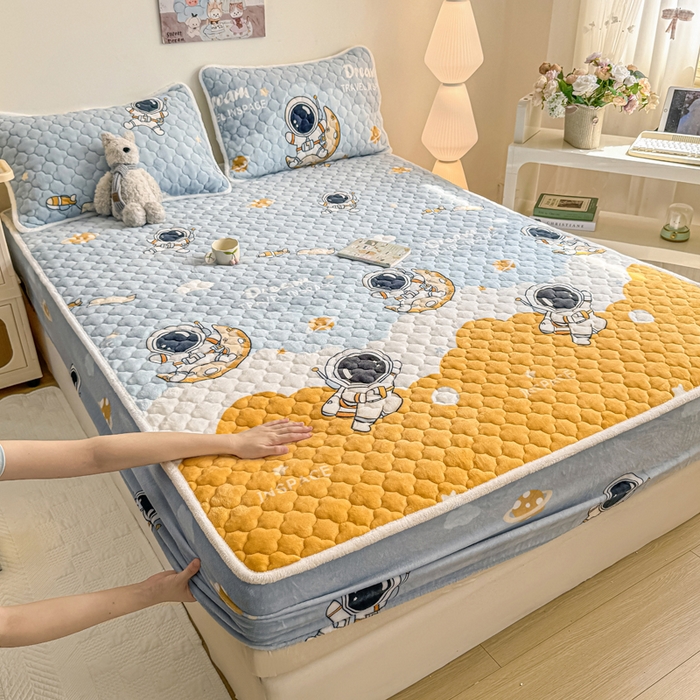 91家纺网 家纺一手货源 找家纺 小叮当家纺仓储工厂店 2025新款A类200g高克重牛奶绒印花夹棉床笠单品床笠床笠单件（提供买家秀） 太空探索