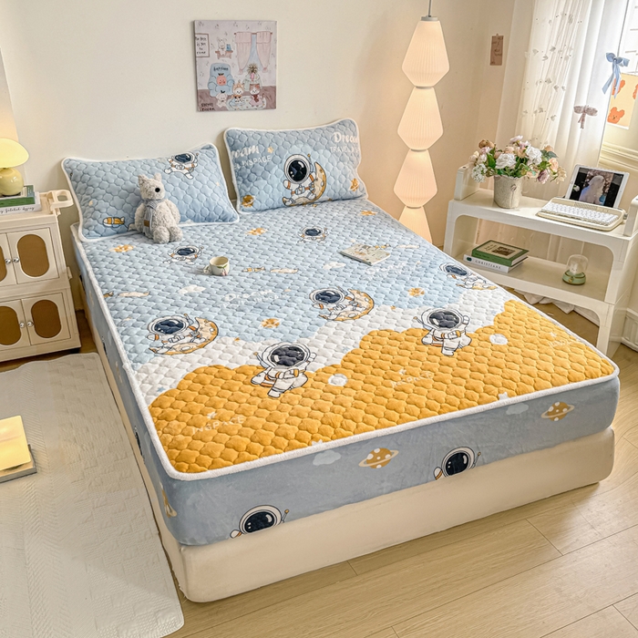 91家纺网 家纺一手货源 找家纺 小叮当家纺仓储工厂店 2025新款A类200g高克重牛奶绒印花夹棉床笠单品床笠床笠单件（提供买家秀） 太空探索