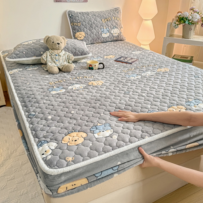 91家纺网 家纺一手货源 找家纺 小叮当家纺仓储工厂店 2025新款A类200g高克重牛奶绒印花夹棉床笠单品床笠床笠单件（提供买家秀） 淘气狗狗