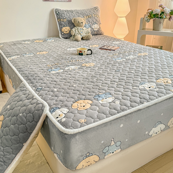 91家纺网 家纺一手货源 找家纺 小叮当家纺仓储工厂店 2025新款A类200g高克重牛奶绒印花夹棉床笠单品床笠床笠单件（提供买家秀） 淘气狗狗